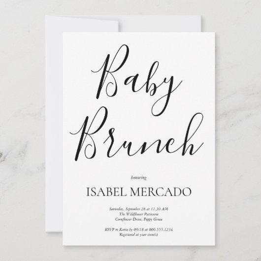 Minimalistische Baby shower Baby Brunch Kaart (Voorkant)