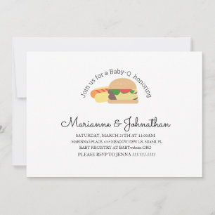 Minimalistische baby shower BBQ hamburger hotdog Kaart