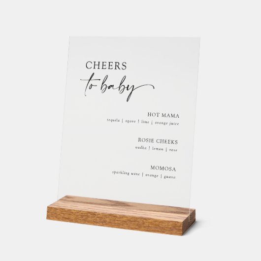 Minimalistische Baby shower cocktail menubalk Acryl Bord (Hoek)