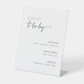 Minimalistische Baby shower cocktail menubalk Reclamebord Met Voetstuk (Voorkant)