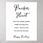 Minimalistische Baby shower fopspeen Hunt Poster (Voorkant)