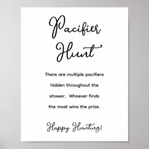 Minimalistische Baby shower fopspeen Hunt Poster