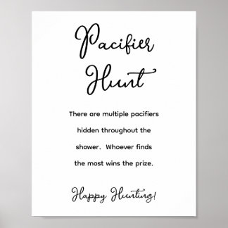 Minimalistische Baby shower fopspeen Hunt Poster