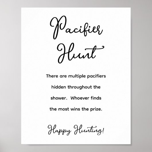 Minimalistische Baby shower fopspeen Hunt Poster (Voorkant)