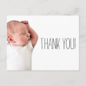 Minimalistische baby shower foto dank je naam aankondigingskaart (Voorkant)