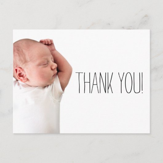 Minimalistische baby shower foto dank je naam aankondigingskaart (Voorkant)