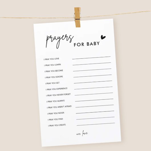 Minimalistische baby shower gebeden voor babykaart