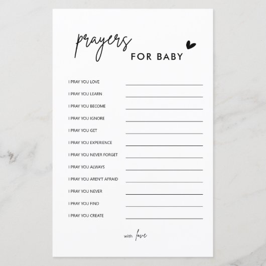 Minimalistische baby shower gebeden voor babykaart (Voorkant)