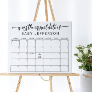 Minimalistische baby shower gok datum kalender Pos Poster