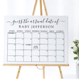 Minimalistische baby shower gok vervaldatum kalend poster