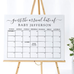 Minimalistische baby shower gok vervaldatum kalend poster