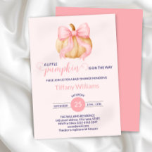 Minimalistische baby shower met pompoen en roze li