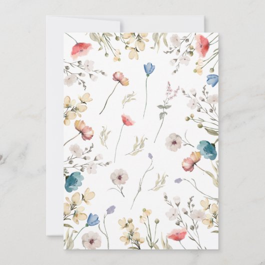 Minimalistische baby shower met wilde bloemen met  kaart (Achterkant)