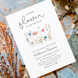 Minimalistische baby shower met wilde bloemen met kaart