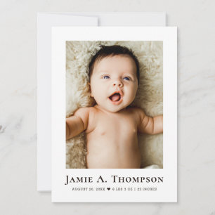 Minimalistische baby shower pasgeboren foto geboor bedankkaart