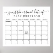 Minimalistische baby shower-raad de bevallingsdatu poster (Voorkant)