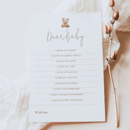 Minimalistische Baby Shower Spelkaart Dear Baby Wi