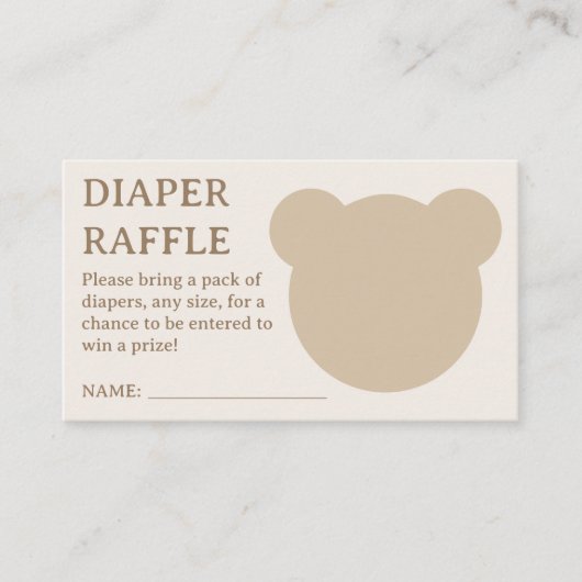Minimalistische Baby shower Teddy Bear Diaper Raff Informatiekaartje (Voorkant)