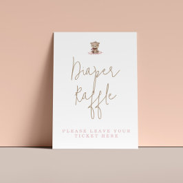 Minimalistische Baby shower Teddy Bear Diaper Raff Poster