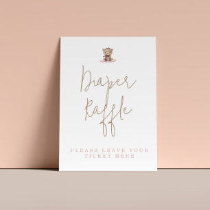 Minimalistische Baby shower Teddy Bear Diaper Raff Poster