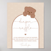 Minimalistische Baby shower Teddy Bear Diaper Raff Poster (Voorkant)