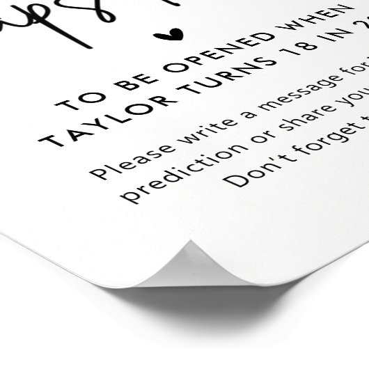 Minimalistische baby shower tijdcapsule bord poster (Hoek)