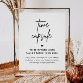 Minimalistische baby shower tijdcapsule bord poster
