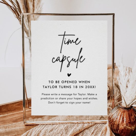 Minimalistische baby shower tijdcapsule bord poster