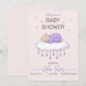 Minimalistische Baby shower uitnodiging Meisje Bab (Voorkant / Achterkant)