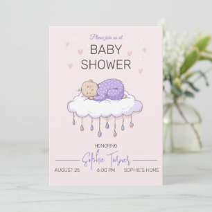 Minimalistische Baby shower uitnodiging Meisje Bab