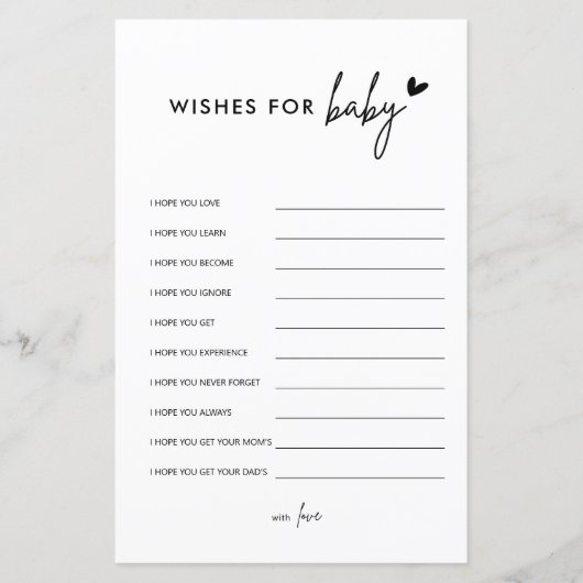 Minimalistische baby shower-wensen voor baby advie (Voorkant)