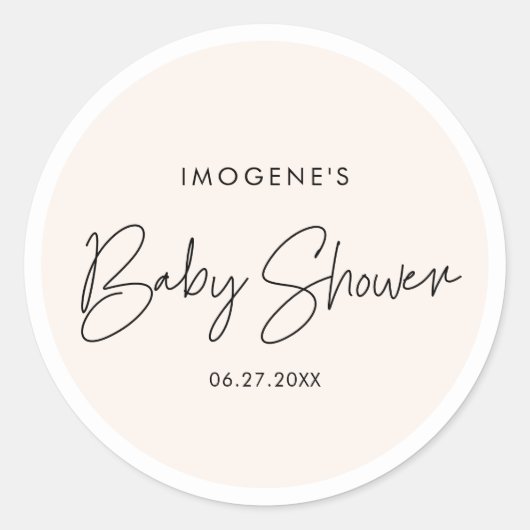 Minimalistische Baby showers envelopzegel Ronde Sticker (Voorkant)
