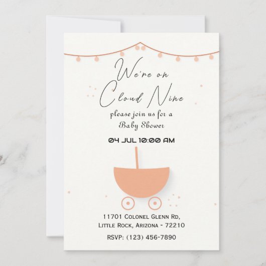 Minimalistische Baby showers Kaart met Schattige k (Voorkant)
