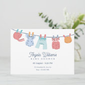 Minimalistische Baby showers waslijn Kaart (Staand voorkant)