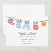 Minimalistische Baby showers waslijn Kaart (Voorkant / Achterkant)