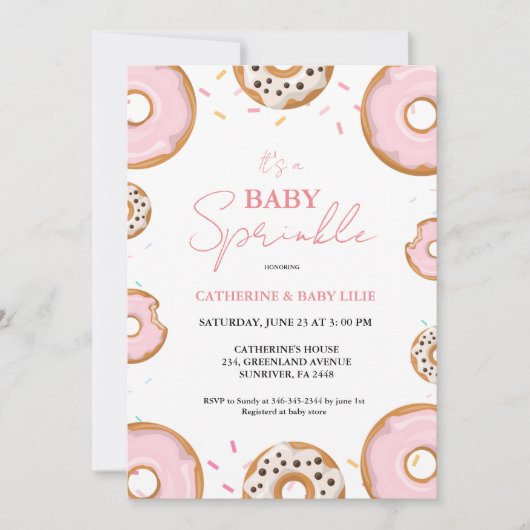 Minimalistische Baby Sprinkle Roze Meisje Baby sho Kaart (Voorkant)
