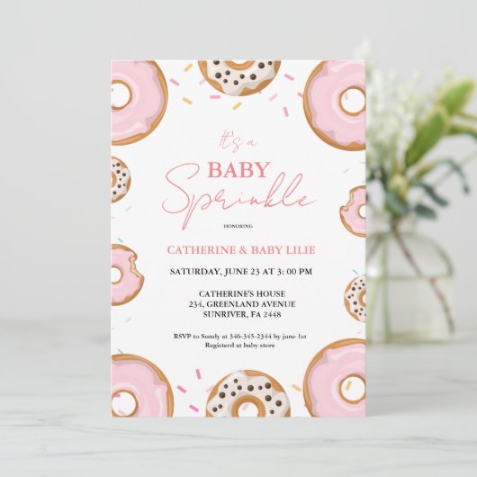 Minimalistische Baby Sprinkle Roze Meisje Baby sho Kaart (Staand voorkant)