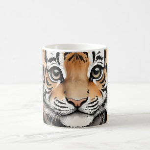 Minimalistische Baby Tiger Face in inkt en Waterve Koffiemok