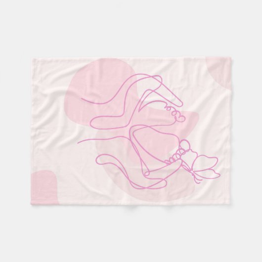Minimalistische Baby-voetlijnkunst met vlinder Fleece Deken (Voorkant (Horizontaal))