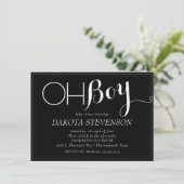 Minimalistische Baby | Zwart en grijs Oh Boy Douch Kaart (Staand voorkant)