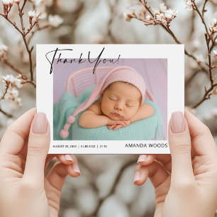 Minimalistische babyfoto bedankkaart briefkaart