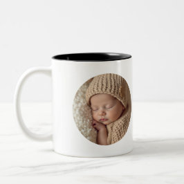 Minimalistische babyfoto met tekst | Persoonlijk c Tweekleurige Koffiemok
