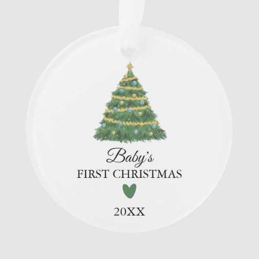 Minimalistische Baby's Eerste Kerstfoto Ornament (voorkant)
