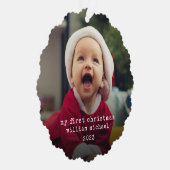 Minimalistische baby's eerste kerstfoto ornament kaart (Rechts)