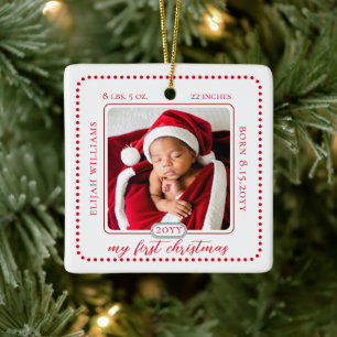 Minimalistische baby's eerste Kerstmis Geboorte St Keramisch Ornament
