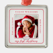 Minimalistische baby's eerste Kerstmis Geboorte St Metalen Ornament (Voorkant)