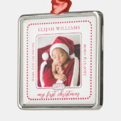 Minimalistische baby's eerste Kerstmis Geboorte St Metalen Ornament (Links)