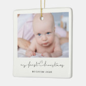 Minimalistische baby's Mijn eerste kerstfoto Keramisch Ornament (Links)