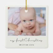 Minimalistische baby's Mijn eerste kerstfoto Keramisch Ornament (Achterkant)
