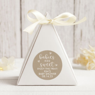 Minimalistische baby's zijn zoet Baby shower kraft Ronde Sticker